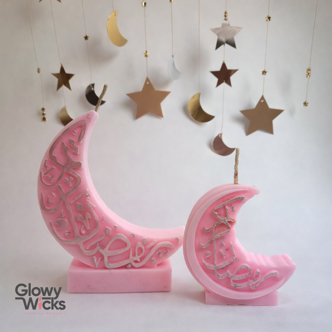 Ramadan Crescent Calligraphy Candle Set