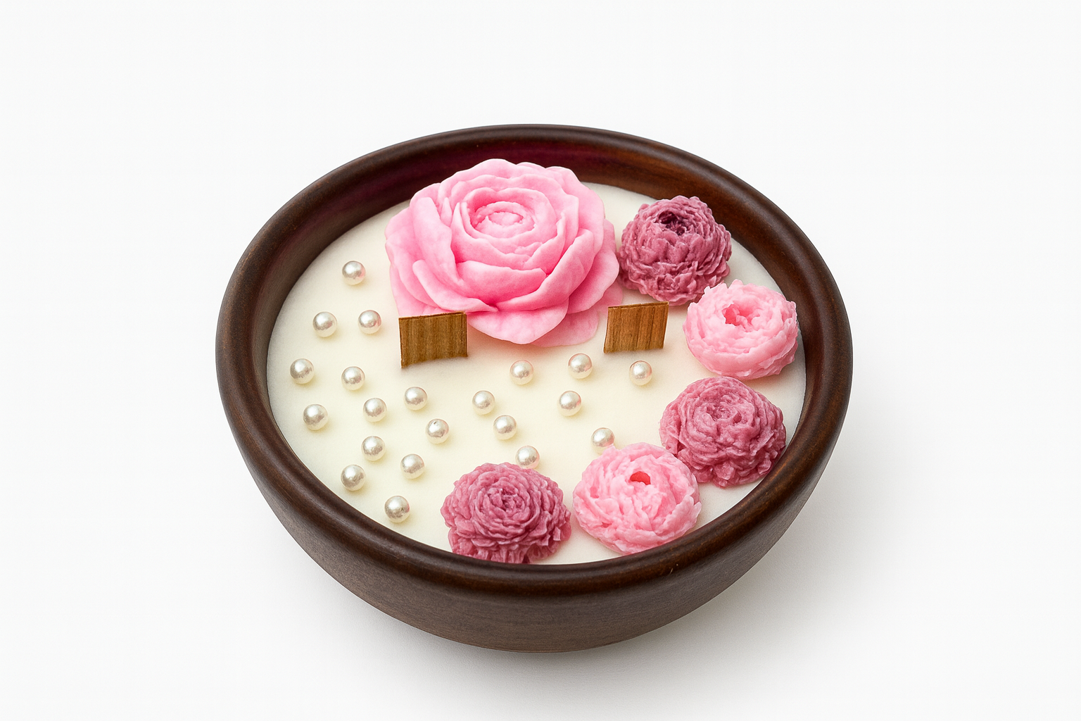 Blush Pearl Rose Wooden Bowl